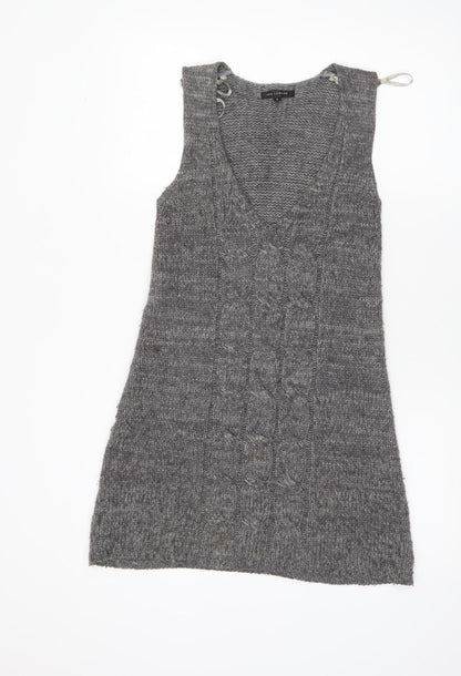 Womens UK Size 8 QED London Grey Vest Jumper