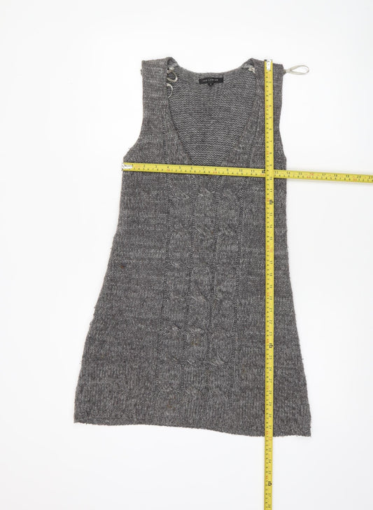 Womens UK Size 8 QED London Grey Vest Jumper