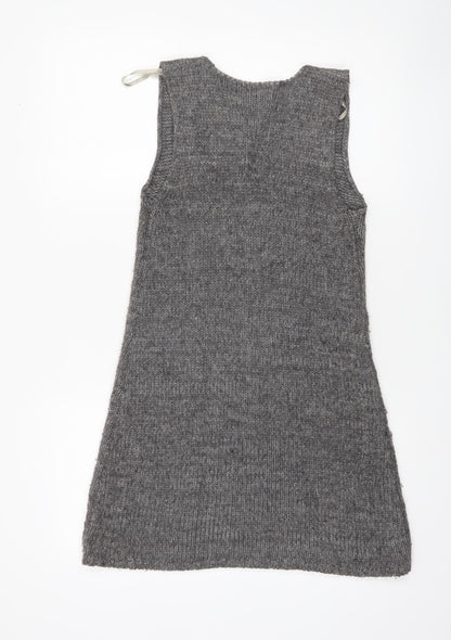 Womens UK Size 8 QED London Grey Vest Jumper