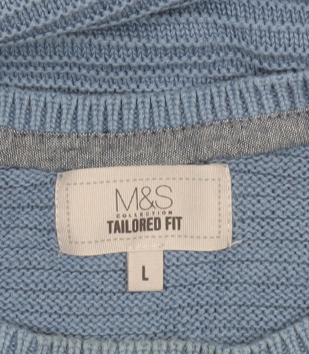 Mens UK Size L Marks and Spencer Blue Pullover Jumper