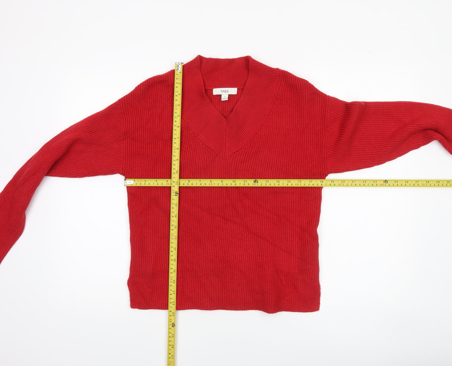 Womens UK Size S Marks and Spencer Red Pullover Jumper