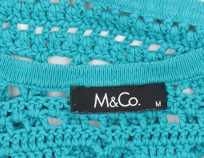Womens UK Size M M&Co Blue Cardigan Jumper