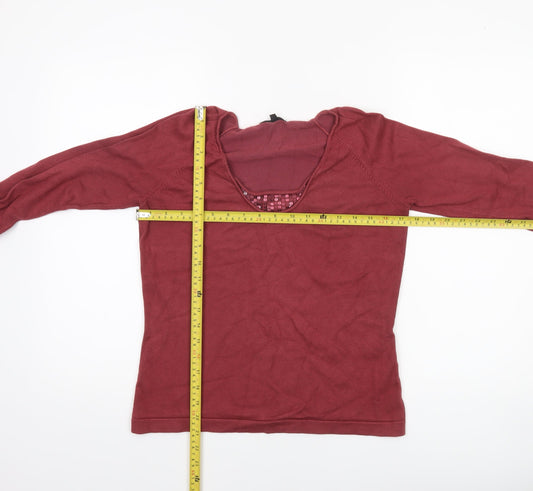 Womens UK Size M Linea Red Pullover Jumper