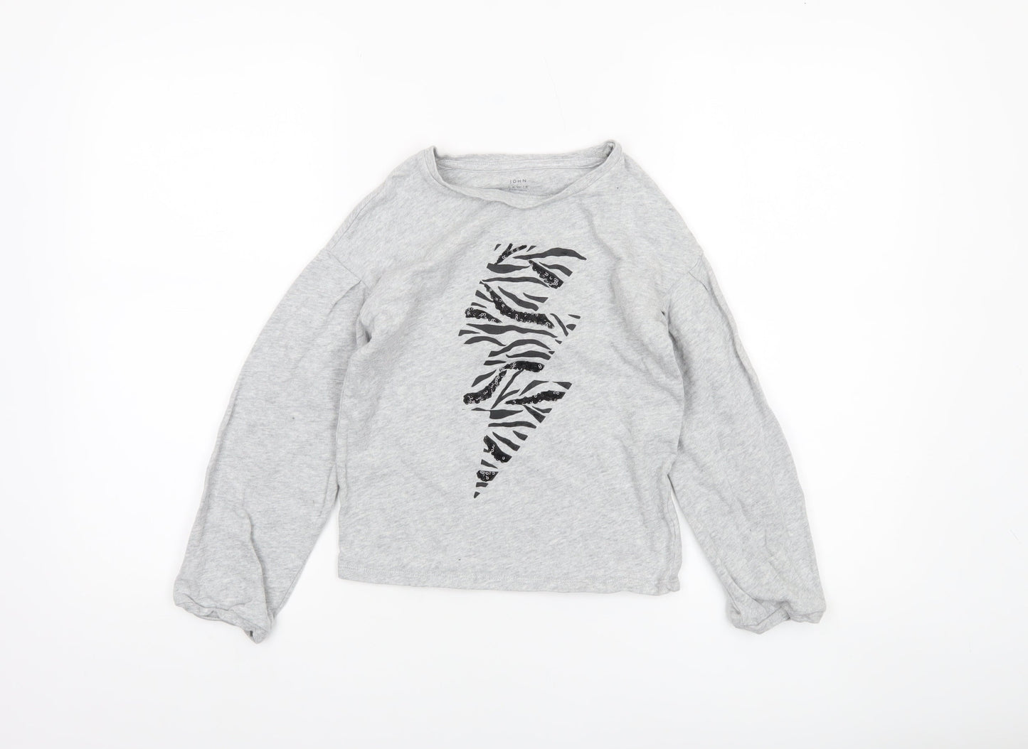 Girls UK Size 9 Years John Lewis & Partners Grey Pullover T-Shirt