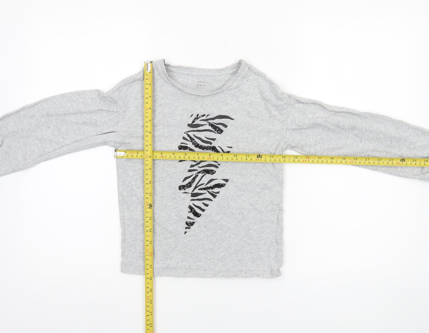 Girls UK Size 9 Years John Lewis & Partners Grey Pullover T-Shirt