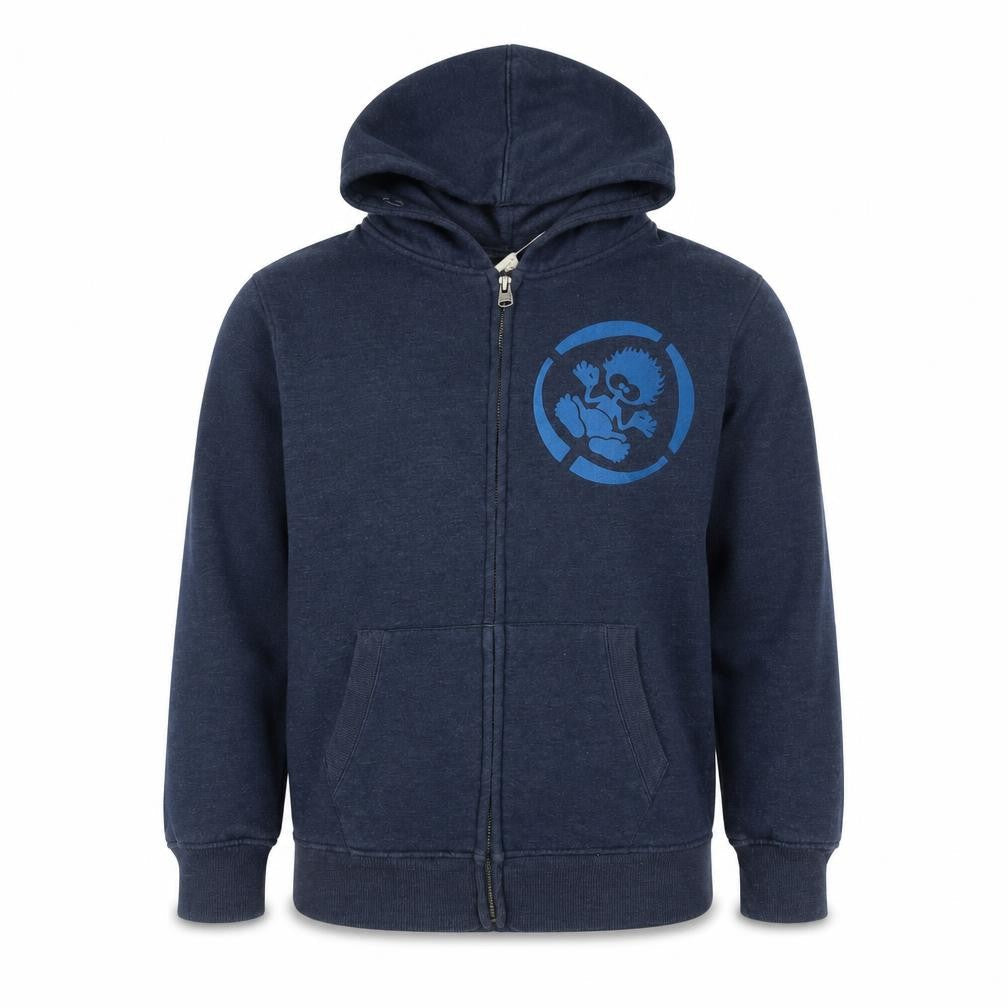 Front view of Saltrock boys’ blue full zip hooded fleece lined jacket 13 years