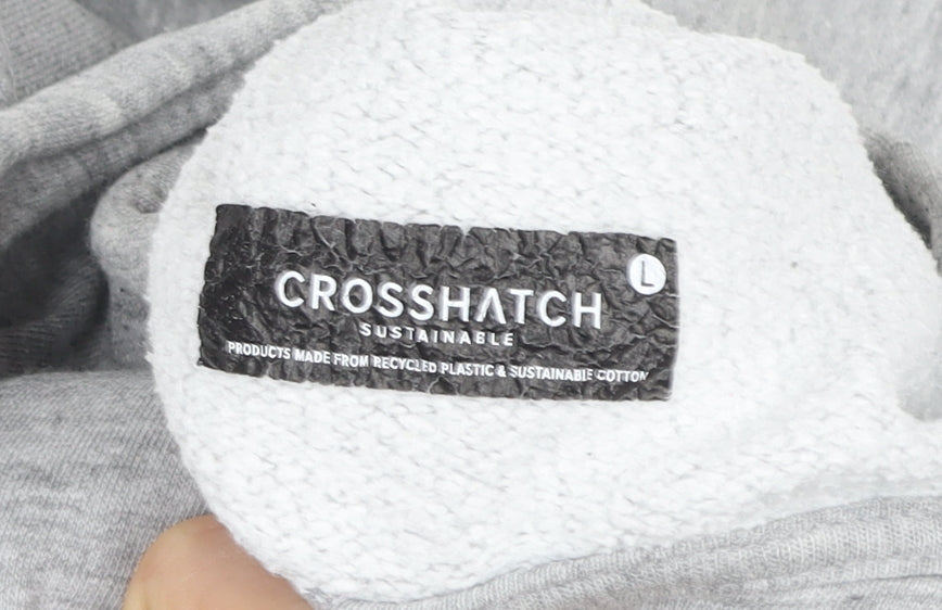 Mens UK Size L Crosshatch Grey Pullover Hoodie