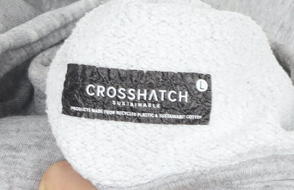 Mens UK Size L Crosshatch Grey Pullover Hoodie