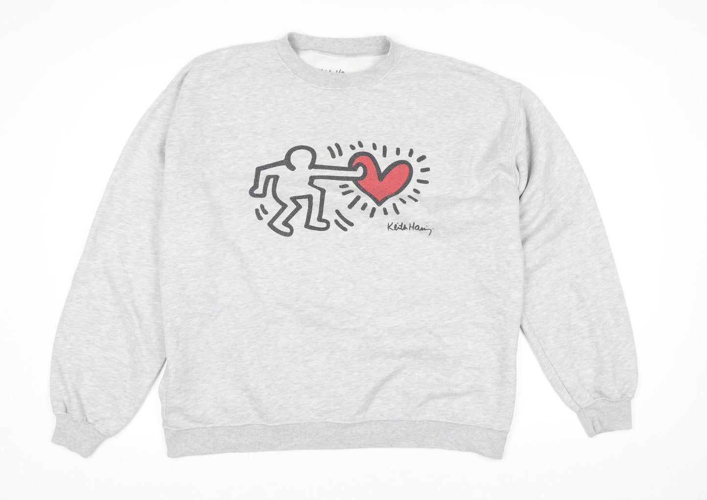 Womens UK Size L Keith Haring Grey Pullover Sweatshirt