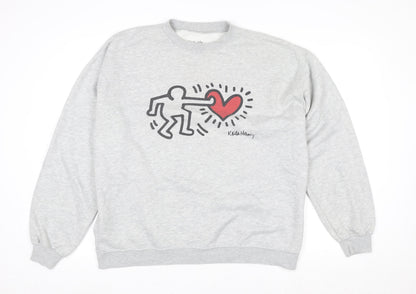 Womens UK Size L Keith Haring Grey Pullover Sweatshirt