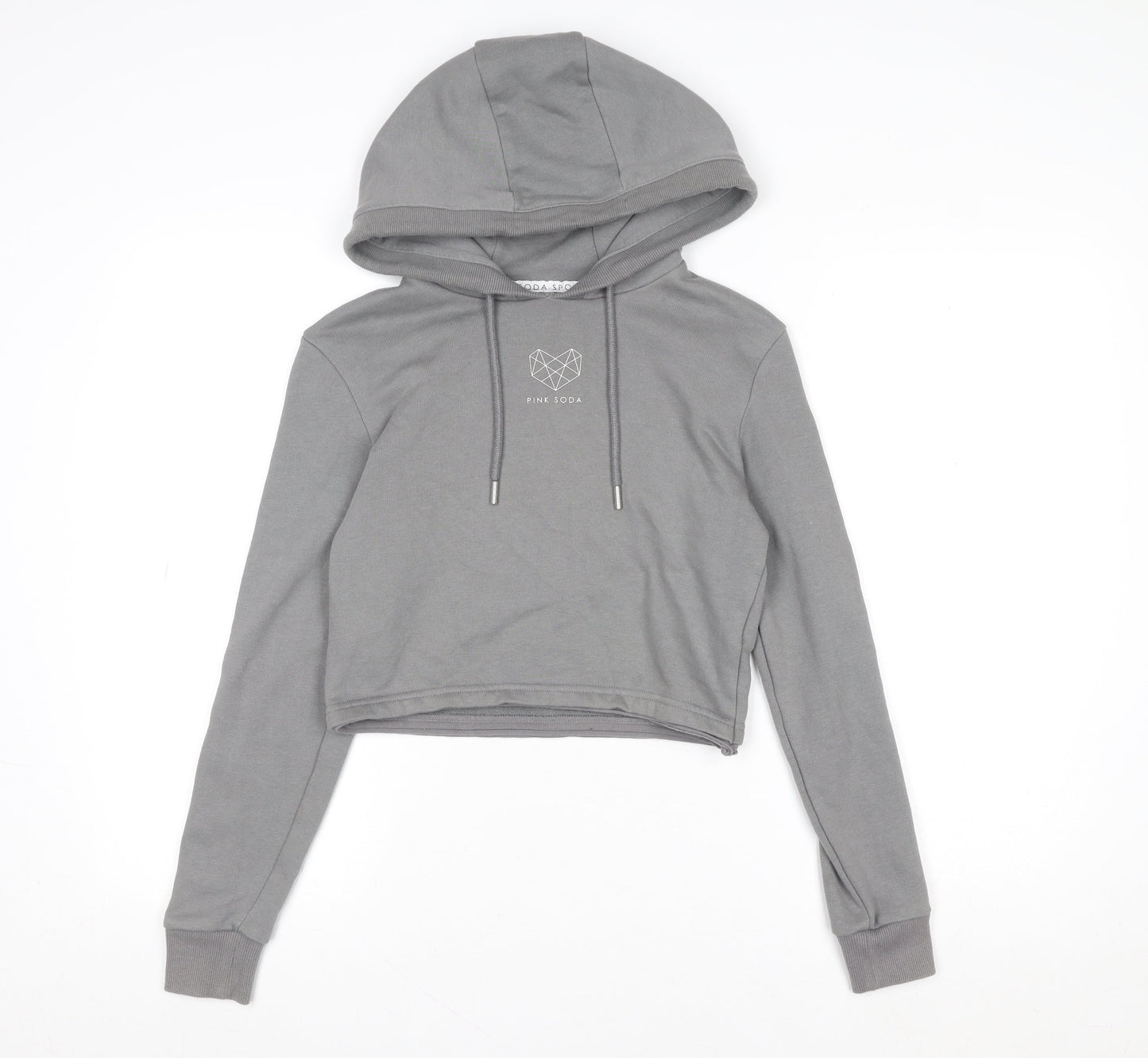 Womens UK Size 4 Pink Soda Grey Pullover Hoodie