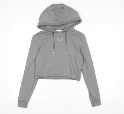 Womens UK Size 4 Pink Soda Grey Pullover Hoodie