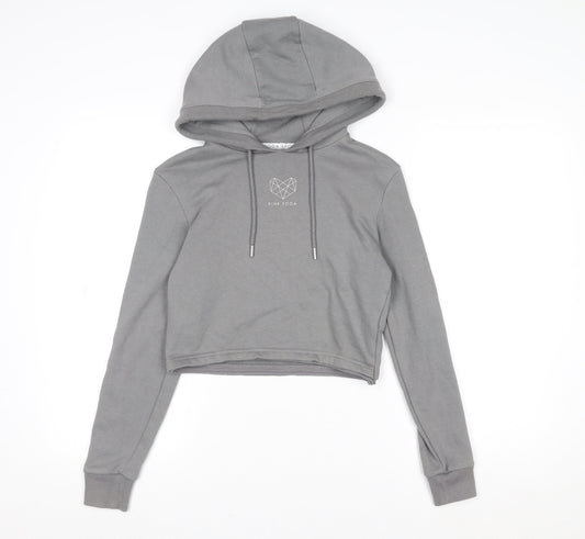 Womens UK Size 4 Pink Soda Grey Pullover Hoodie