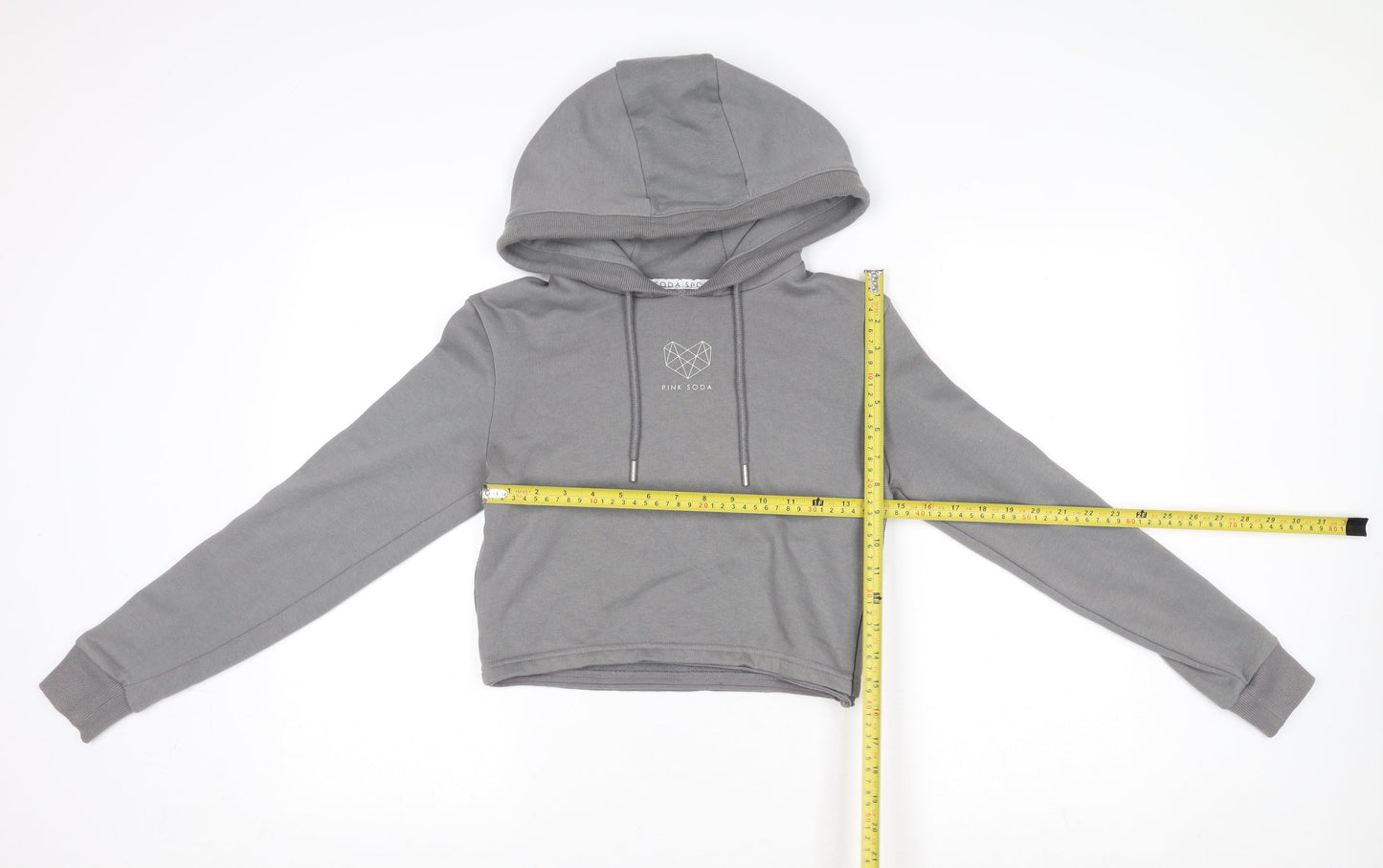 Womens UK Size 4 Pink Soda Grey Pullover Hoodie