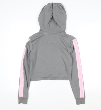 Womens UK Size 4 Pink Soda Grey Pullover Hoodie