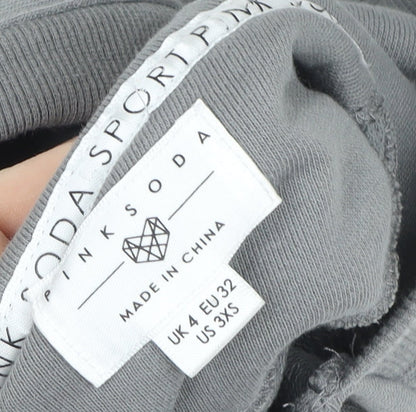 Womens UK Size 4 Pink Soda Grey Pullover Hoodie