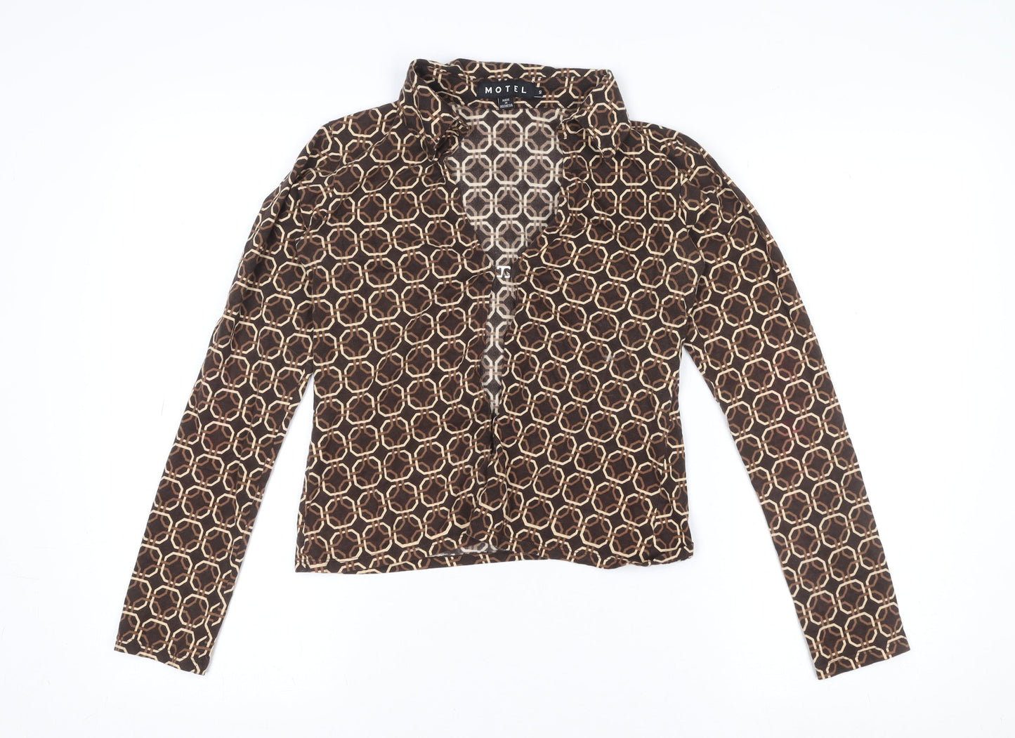 Womens UK Size S Motel Brown Cropped Blouse
