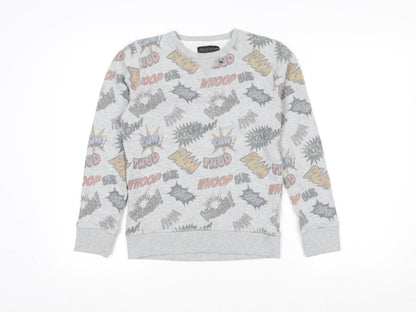 Next Boys Grey Comic Print Pullover Sweatshirt 11 Years Regular Fit