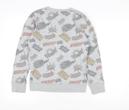 Next Boys Grey Comic Print Pullover Sweatshirt 11 Years Regular Fit