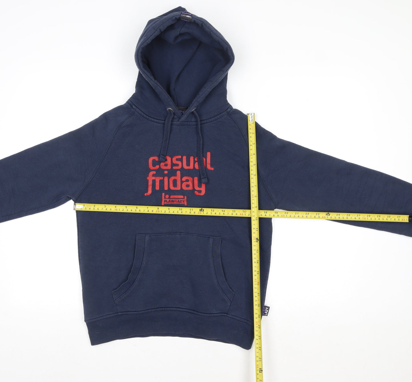 Mens UK Size M Plain Lazy Blue Pullover Hoodie