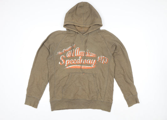 Mens UK Size M Cust_om Brand Brown Pullover Hoodie