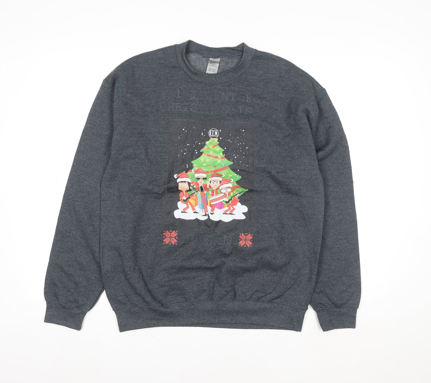 Womens UK Size M Gildan Grey Pullover Sweatshirt