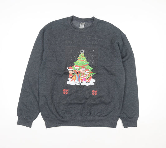 Womens UK Size M Gildan Grey Pullover Sweatshirt