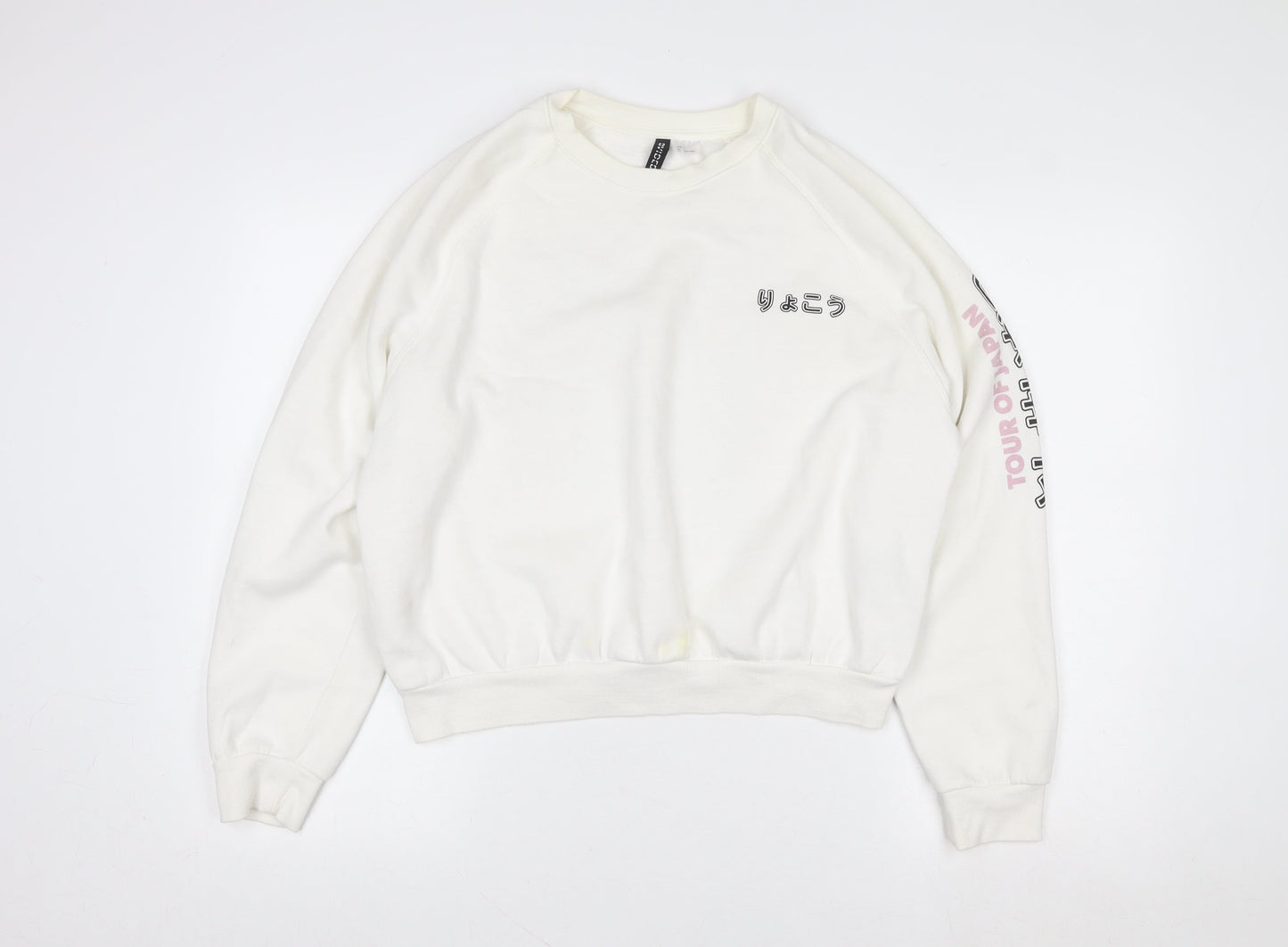 Womens UK Size 14 Bershka White Pullover Sweatshirt