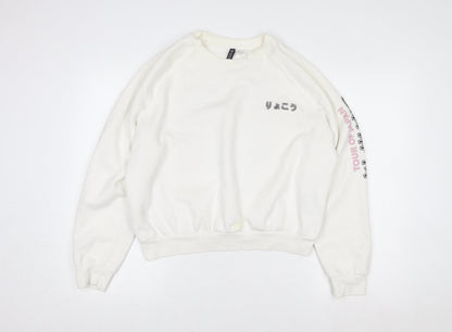 Womens UK Size 14 Bershka White Pullover Sweatshirt