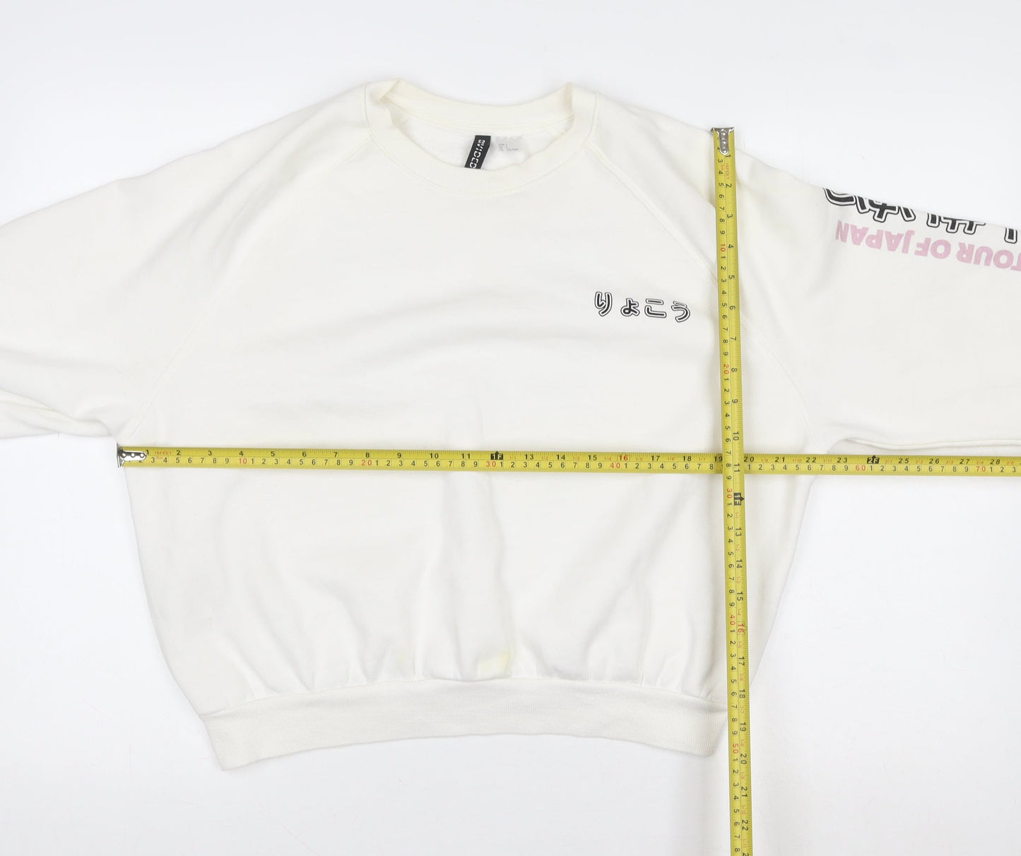 Womens UK Size 14 Bershka White Pullover Sweatshirt