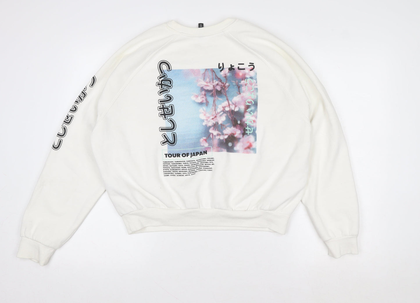 Womens UK Size 14 Bershka White Pullover Sweatshirt