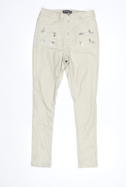 Womens UK Size 10 PRETTYLITTLETHING Slim Fit Skinny Beige Jeans