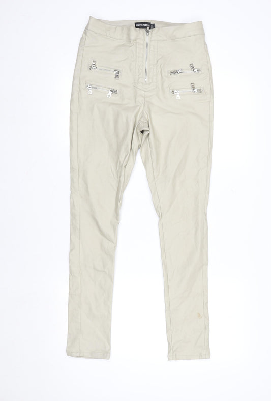 Womens UK Size 10 PRETTYLITTLETHING Slim Fit Skinny Beige Jeans