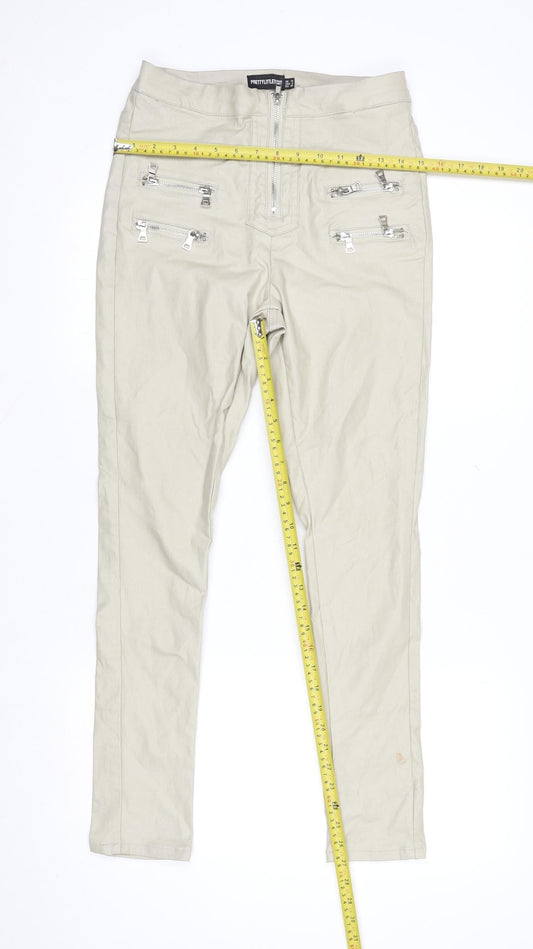 Womens UK Size 10 PRETTYLITTLETHING Slim Fit Skinny Beige Jeans