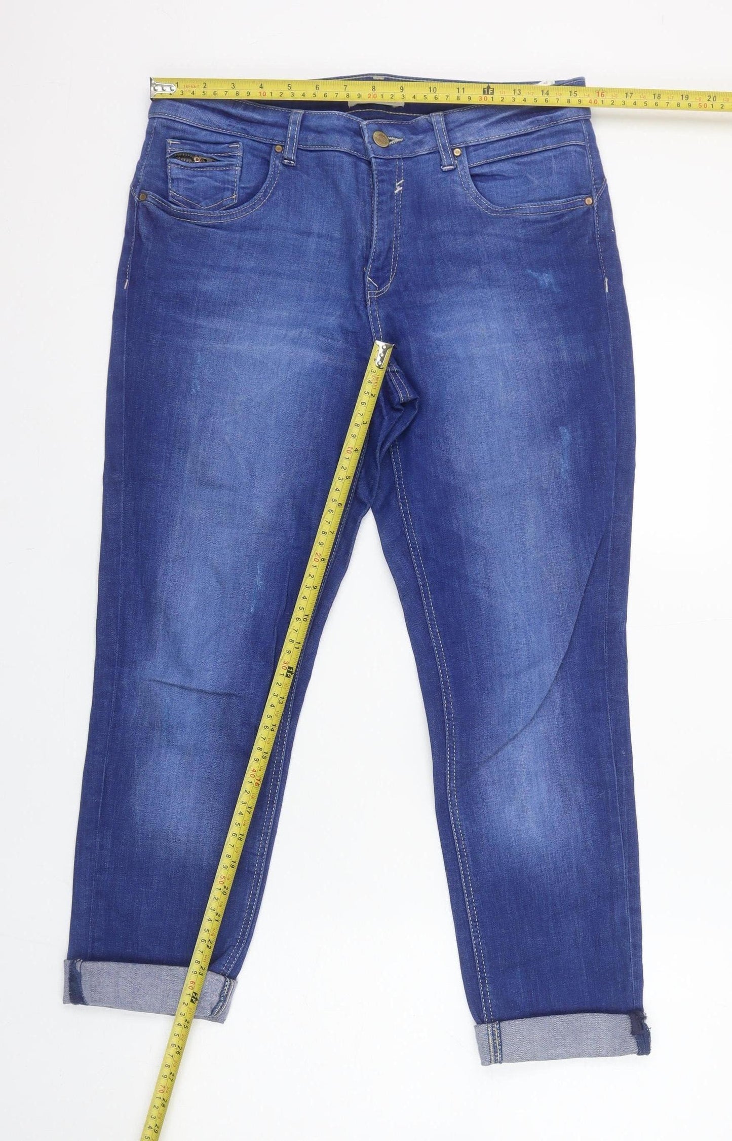 Womens UK Size 12 Promod Relaxed Fit Boyfriend Blue Jeans