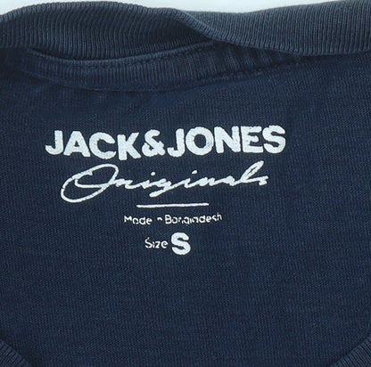 Jack & Jones Men's Blue Cotton Crew Neck Short Sleeve T-Shirt Size S