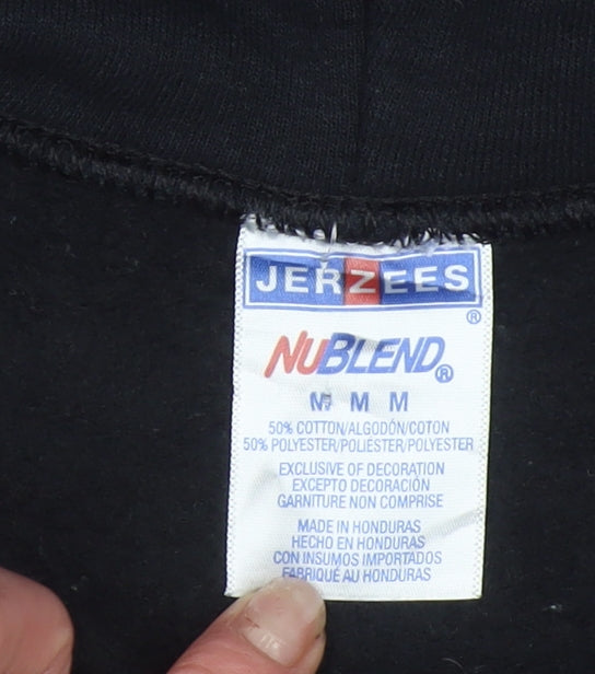 Mens UK Size M JERZEES Black Pullover Hoodie