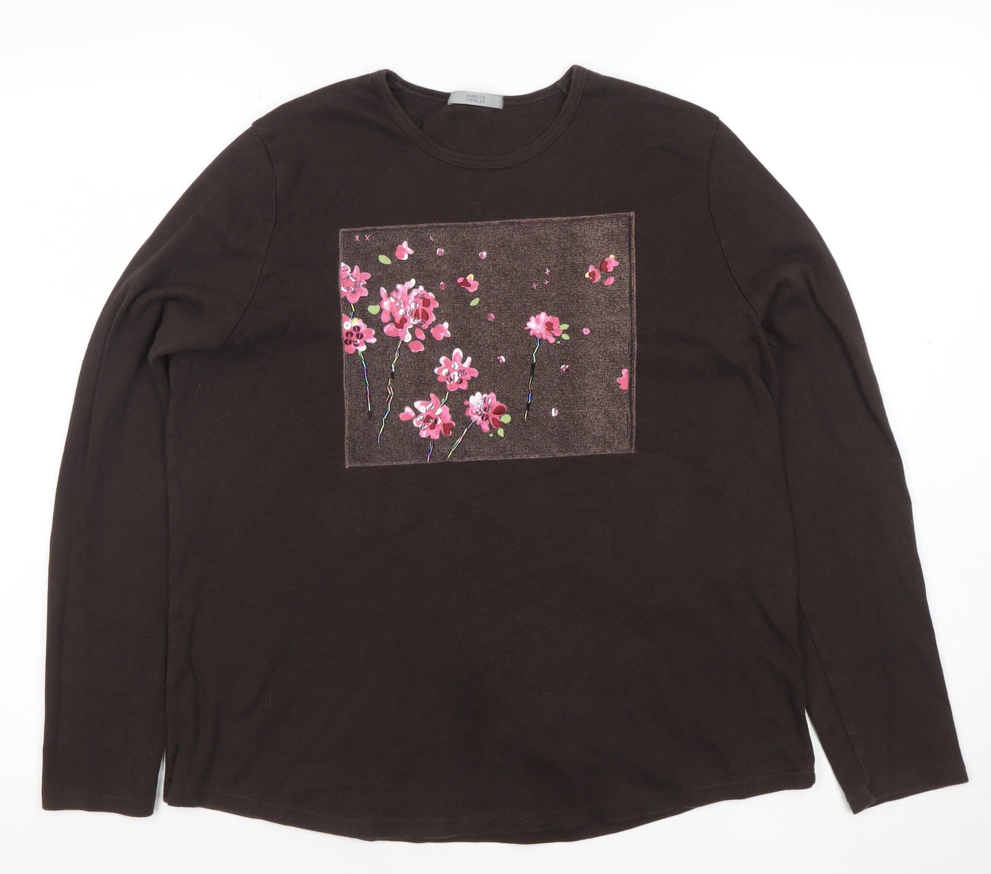 Womens UK Size 18 Marks and Spencer Brown Basic T-Shirt