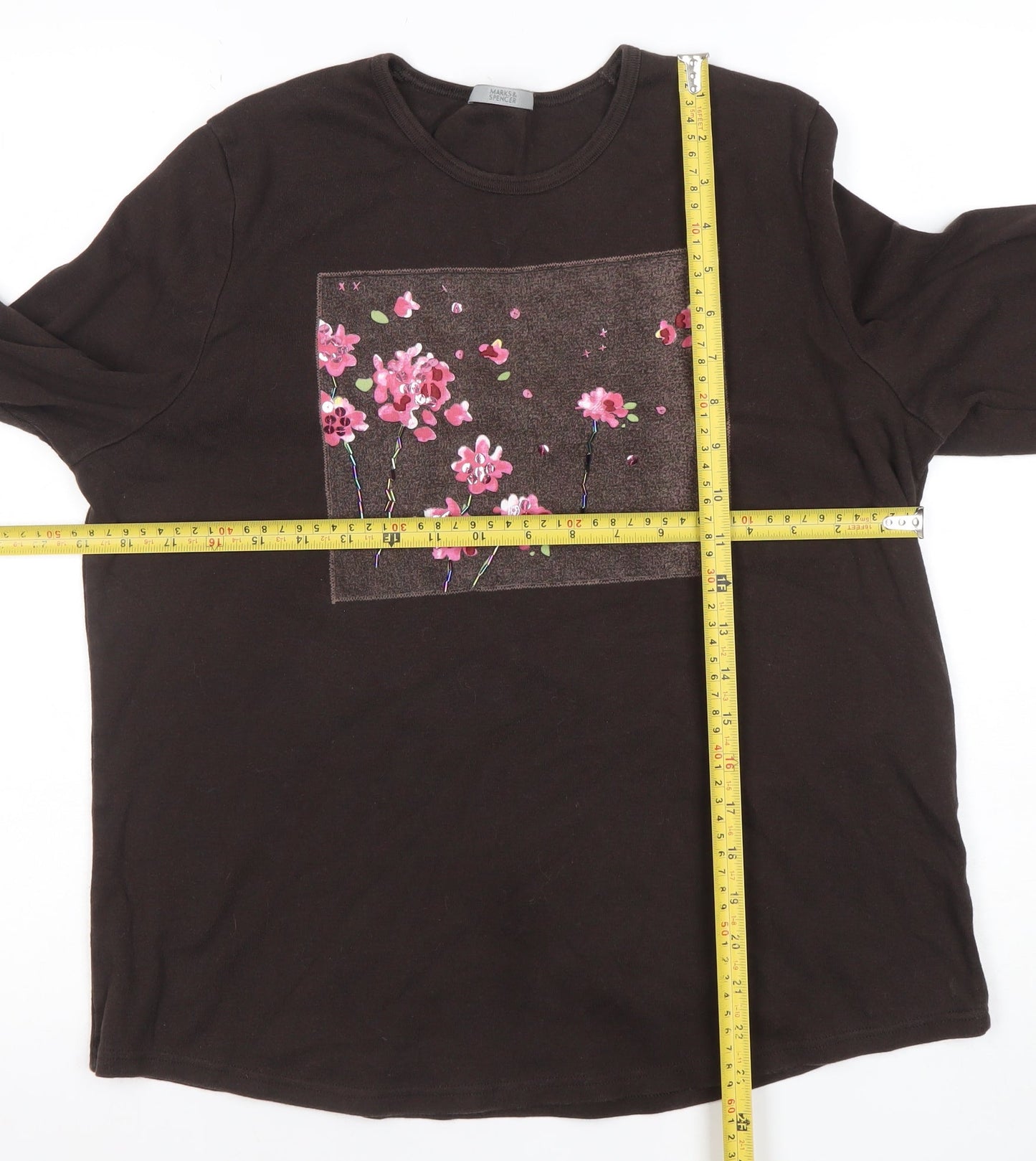 Womens UK Size 18 Marks and Spencer Brown Basic T-Shirt
