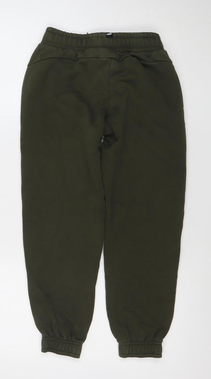 Puma Boys Green Jogger Trousers 10 Years Fleece Cotton Activewear