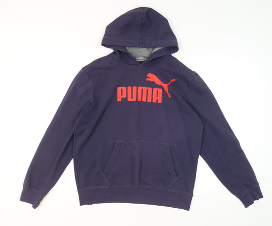 Mens UK Size M PUMA Blue Pullover Hoodie