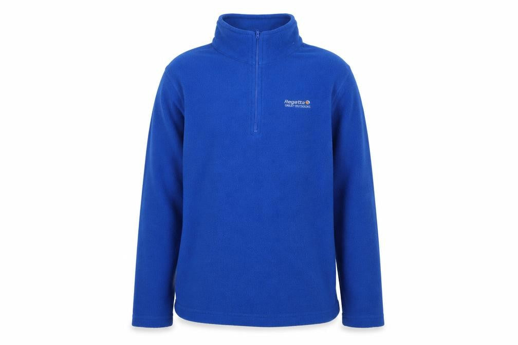 Front view of Regatta boys’ blue fleece pullover sweatshirt 14 years 1/4 zip outdoor