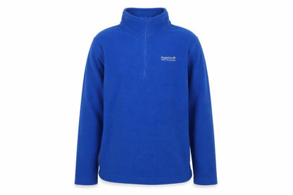Front view of Regatta boys’ blue fleece pullover sweatshirt 14 years 1/4 zip outdoor