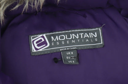 Womens UK Size 8 Mountain Essentials Purple Puffer Jacket