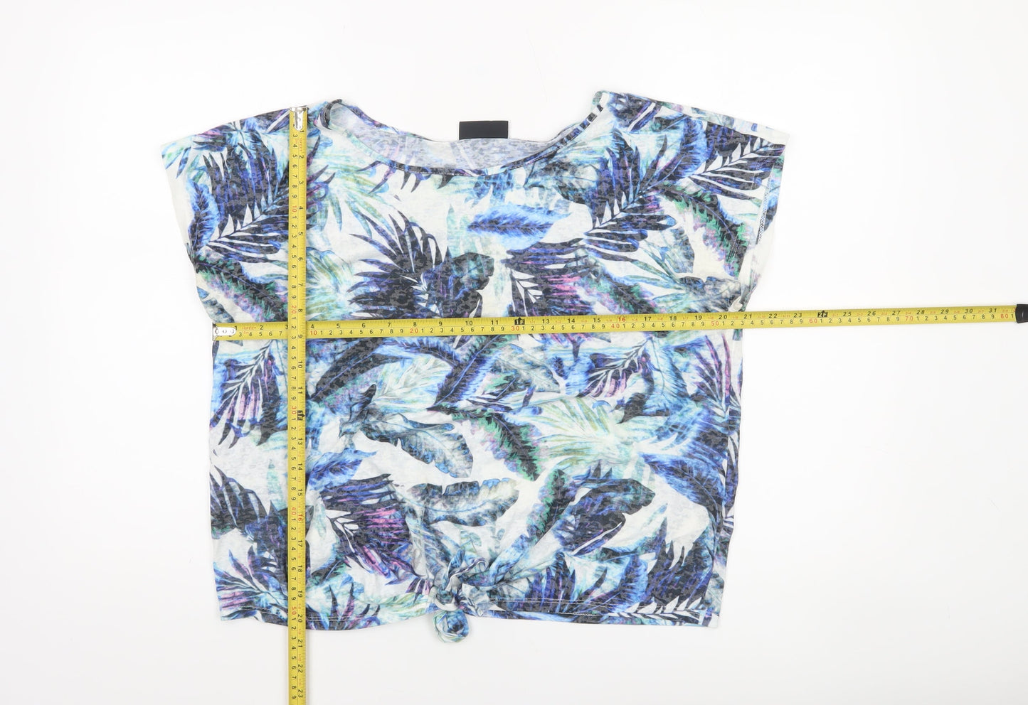 Womens UK Size M Wallis Multicoloured Cropped T-Shirt