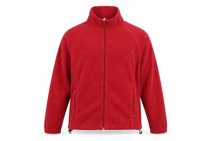 Front view of Columbia unisex red fleece zip jacket medium lightweight outdoor