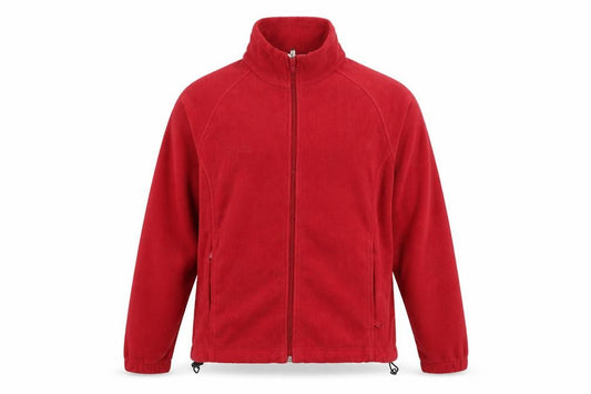 Front view of Columbia unisex red fleece zip jacket medium lightweight outdoor