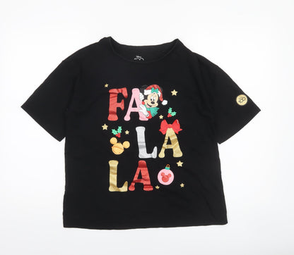 Womens UK Size S Disney Black Basic T-Shirt