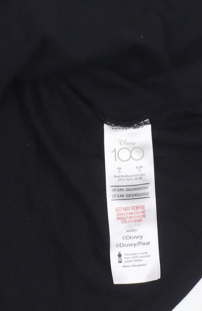 Womens UK Size S Disney Black Basic T-Shirt