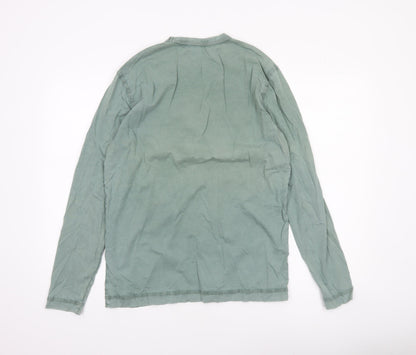 BOSS Men's Green Long Sleeve Cotton Crew Neck Top Size M